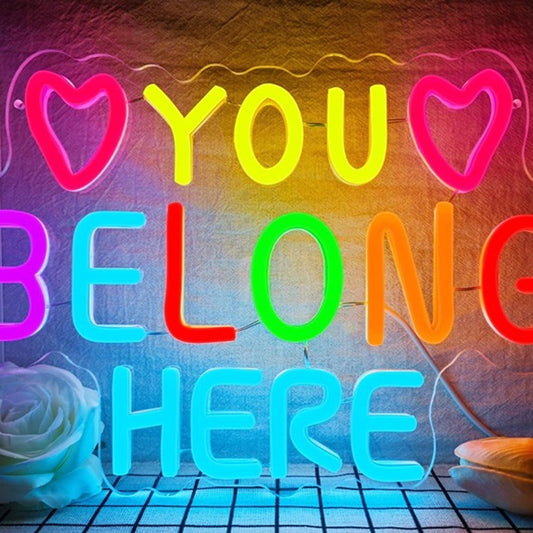 Lovely Bright Colorful “You Belong Here” LED Night Light Room Wall Decoration