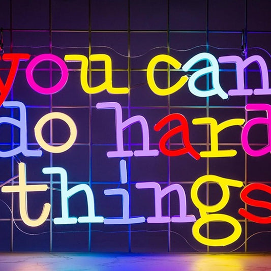 Vivid Bright Colorful “You Can Do Hard Things” LED Light Wall Motivation Decor