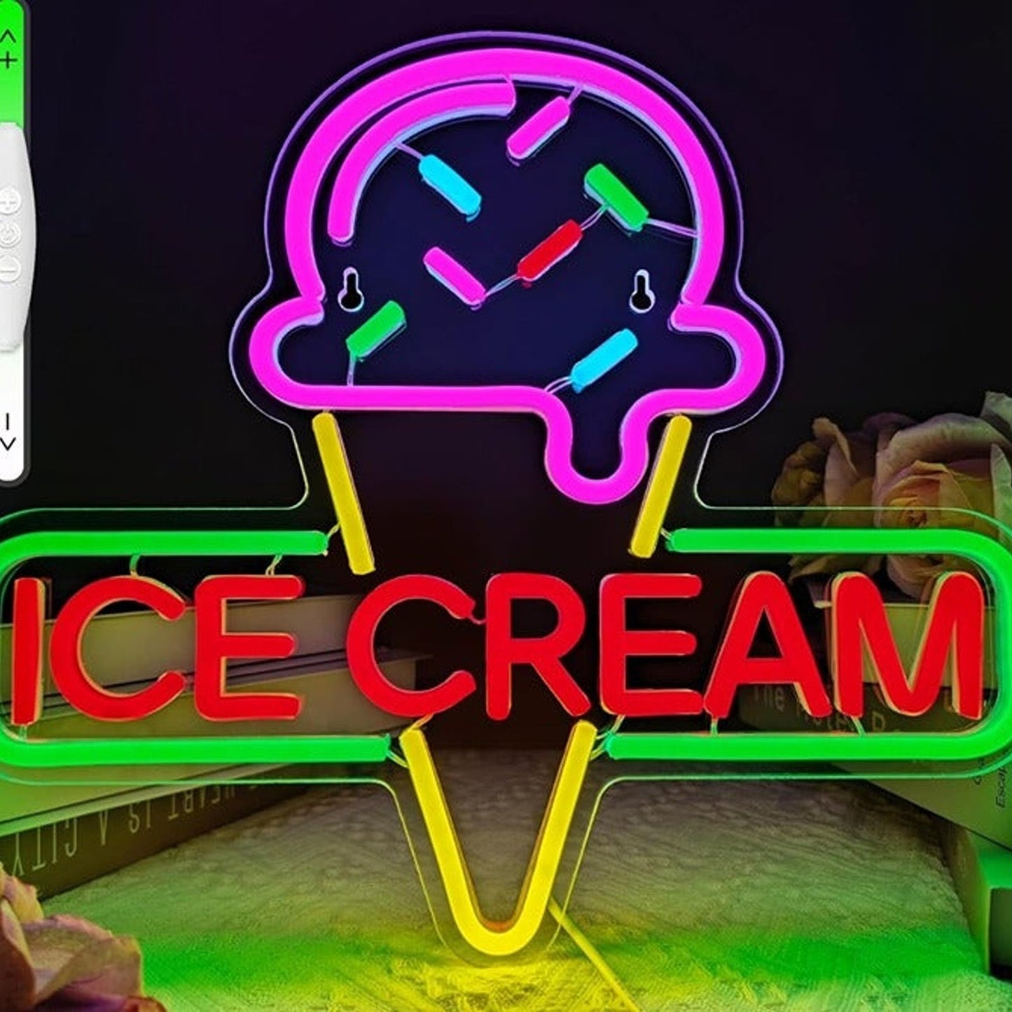 Super Tasty Bright Pink Ice Cream LED Night Light Room Wall Decoration