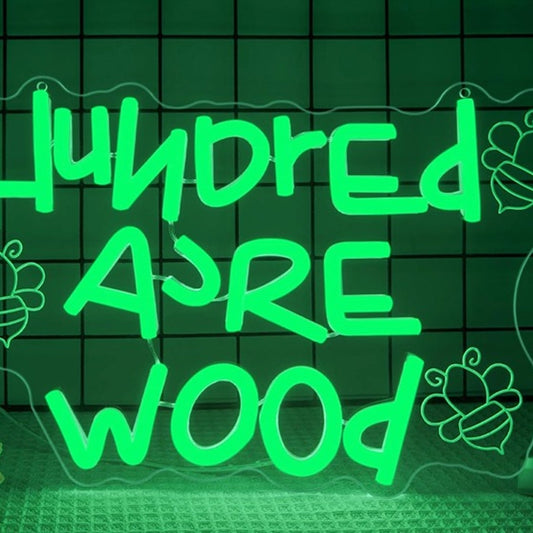 Fun Bright Green “100 Acre Wood” LED Night Light Winnie the Pooh Room Wall Decor