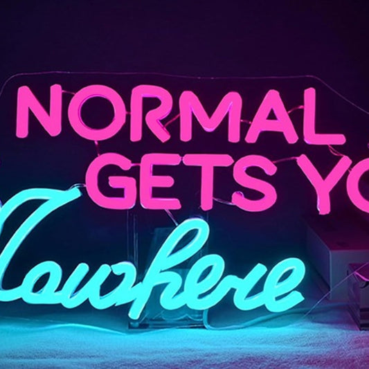 Fun Bright Pink / Blue “Normal Gets You Nowhere” LED Night Light Room Wall Decor