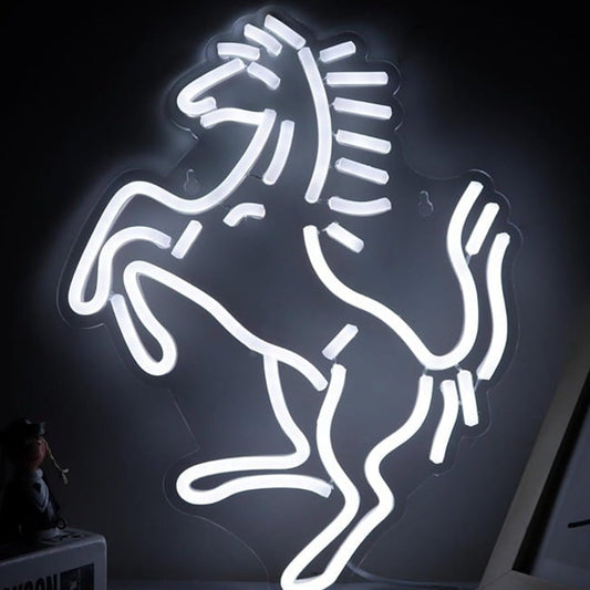 Vivid Bright White Raging Horse LED Night Light Room Wall Decoration