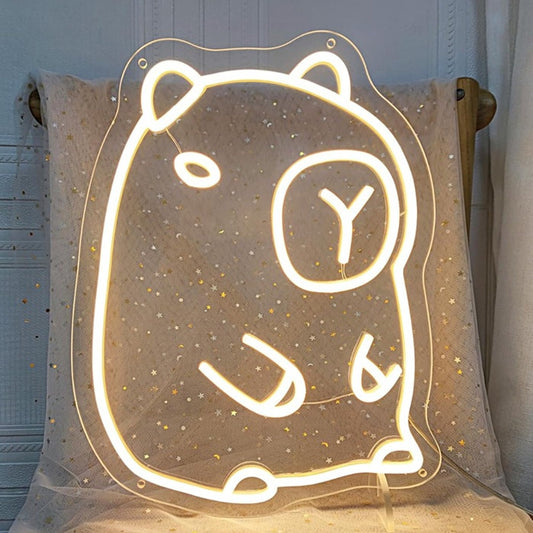 Cute Warm Bright Cute Sitting Capybara LED Night Light Room Wall Decor