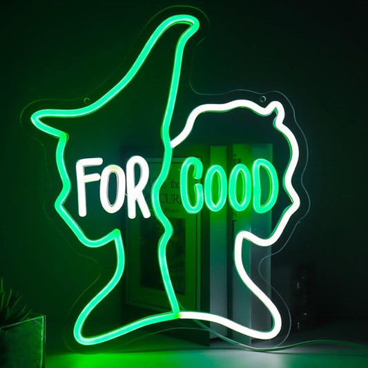 Fun Bright Green / White “For Good” Wicked Movie LED Night Light Room Wall Decor