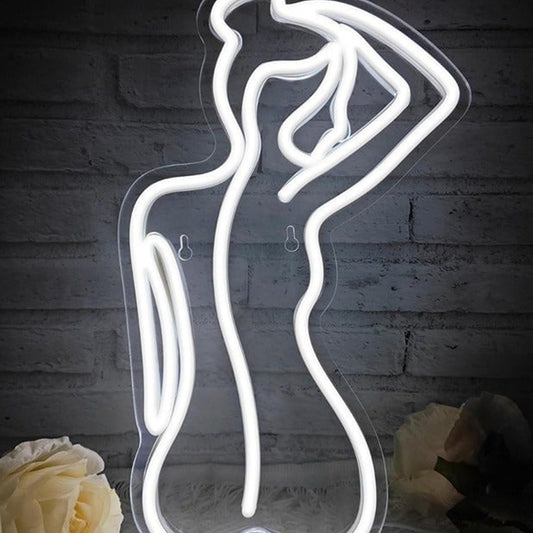 Lovely Cool Bright White Lady Back LED Night Light Room Wall Decoration