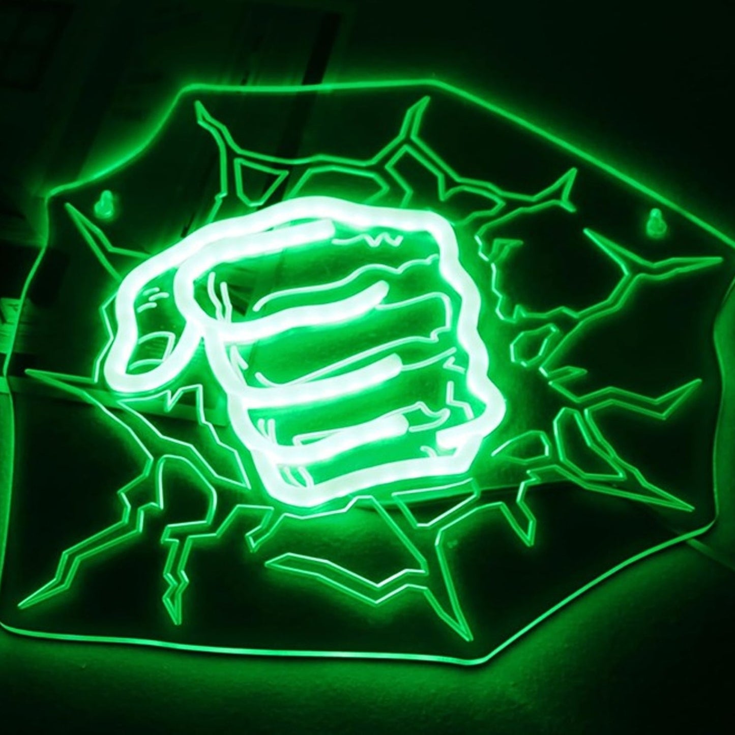 Fun Bright Green Hulk Fist Punch Through Wall LED Light Super Hero Wall Decor