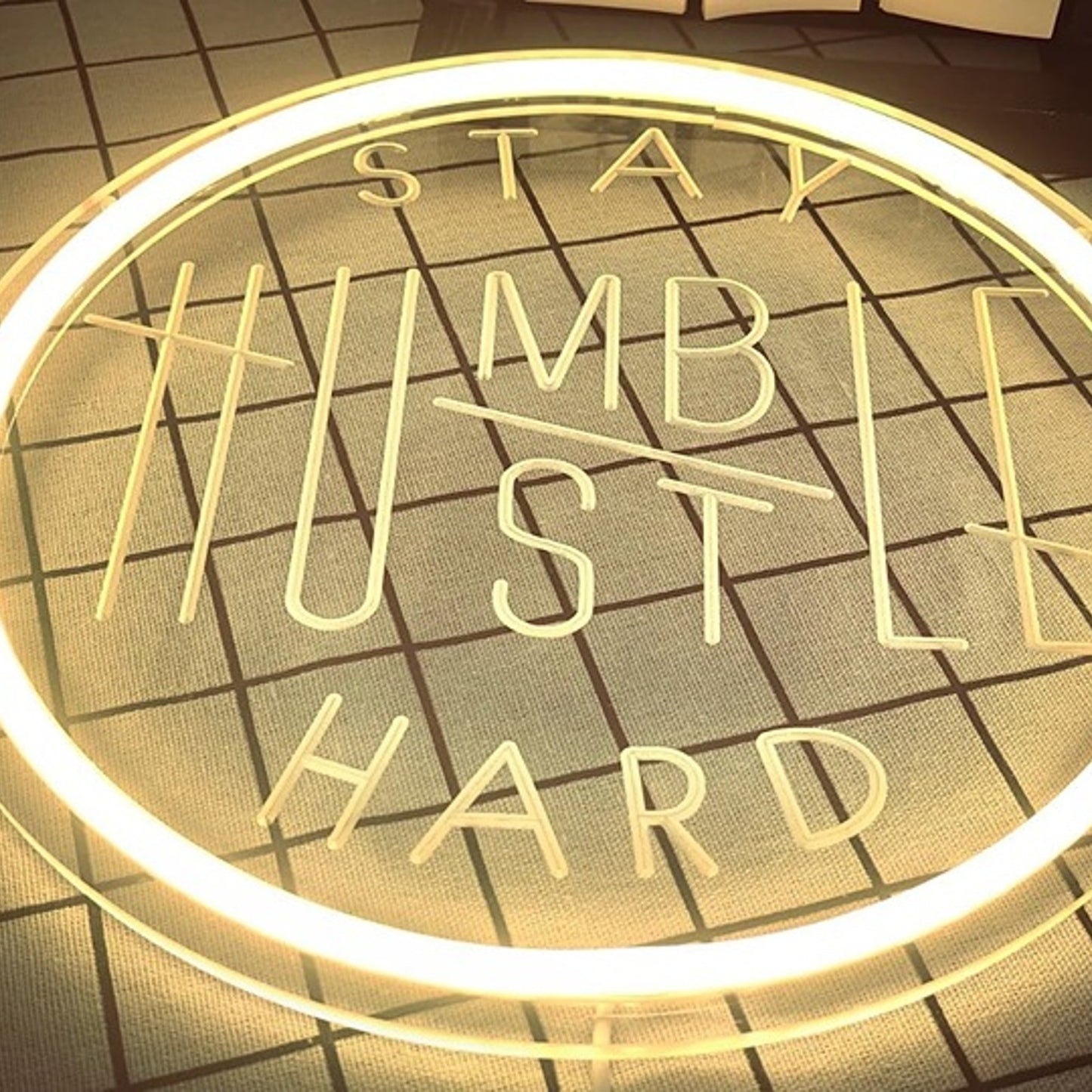 Motivational Warm “Stay Humble / Hustle Hard” LED Night Light Room Wall Decor