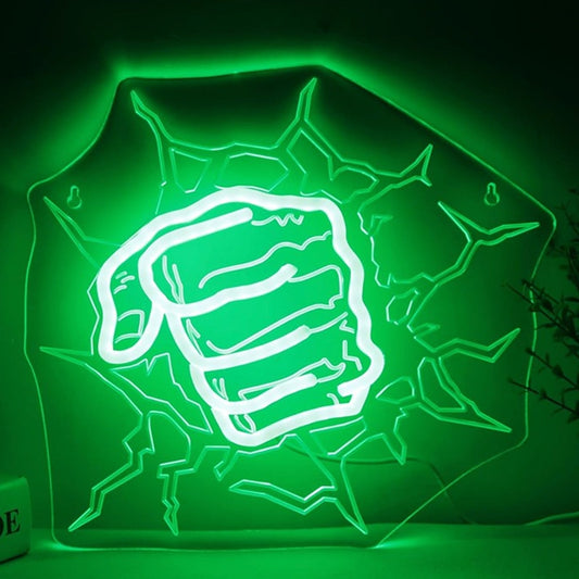 Fun Bright Green Hulk Fist Punch Through Wall LED Light Super Hero Wall Decor