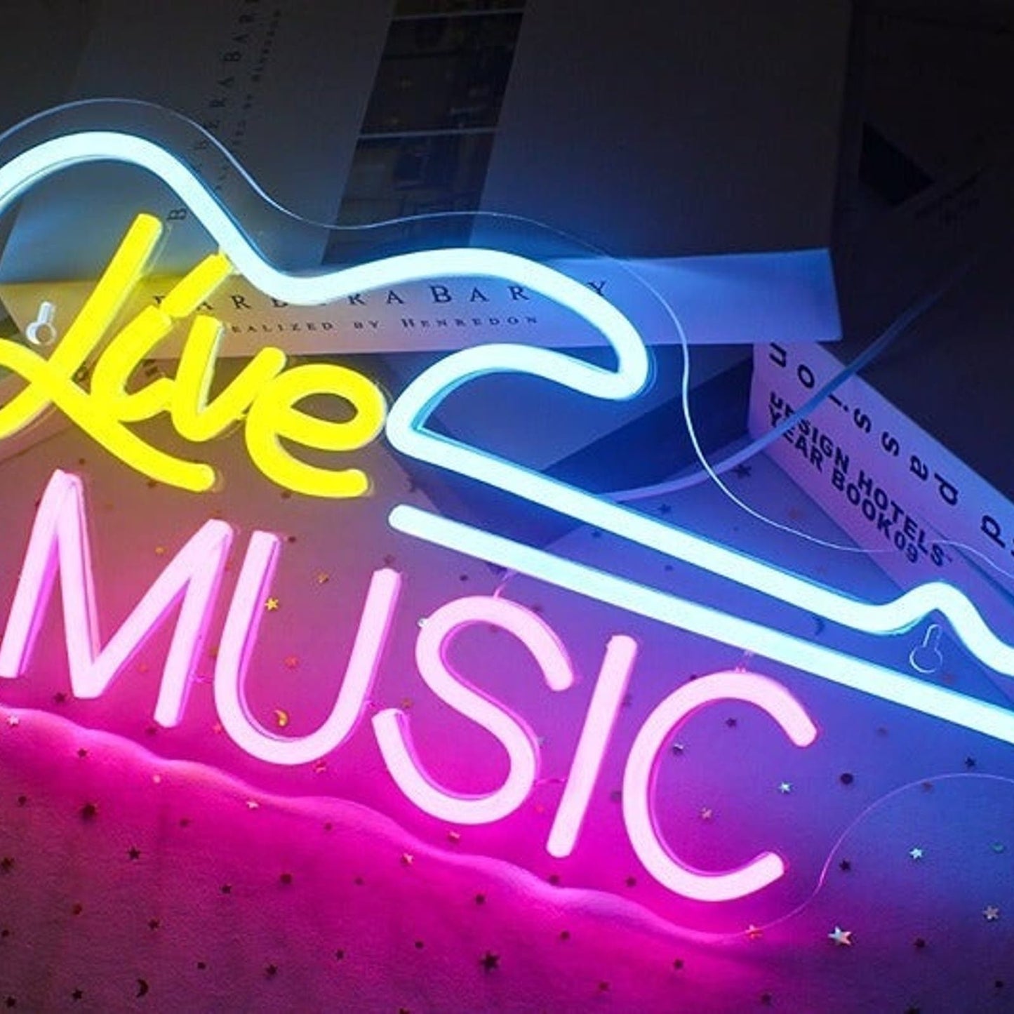 Fun Vivid Bright Pink/Blue/Yellow Live Music LED Night Light Concert Wall Decor