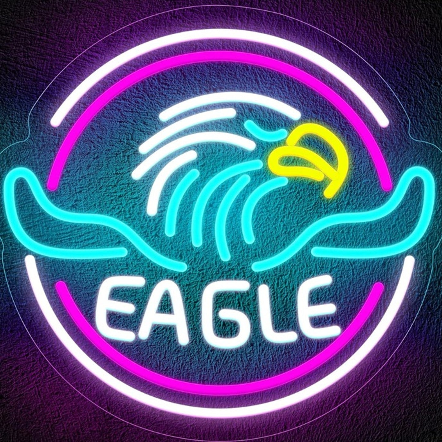 Vivid Bright Colorful Eagle Circle Sign LED Night Light Room Wall Decoration