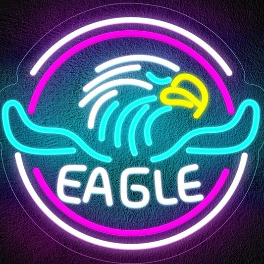 Vivid Bright Colorful Eagle Circle Sign LED Night Light Room Wall Decoration