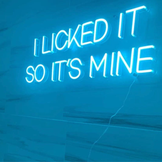 Funny Bright Blue “I Licked It So It’s Mine” LED Night Light Room Wall Decoratio