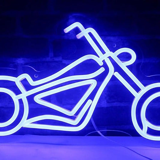 Fun Vivid Bright Blue Motorcycle LED Night Light Room Wall Garage Decoration