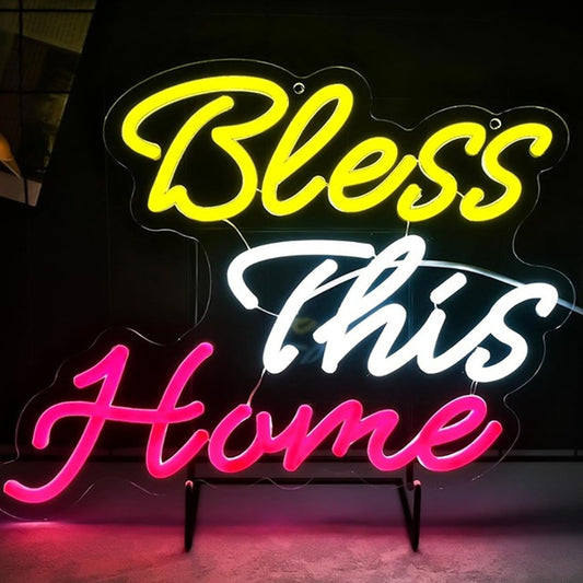 Lovely Bright Colorful “Bless This Home” LED Night Light Room Wall Decoration