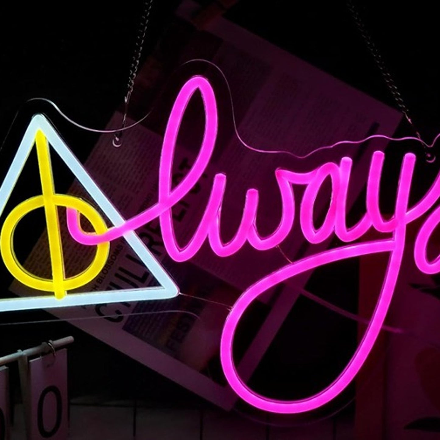 Fun Bright Pink “Always” Sign of the Deathly Hallows LED Night Light Room Decor