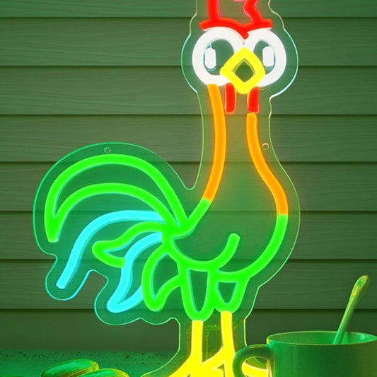 Fun Bright Colorful Cartoon Rooster LED Night Light Room Wall Decoration