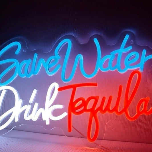 Vivid Fun Bright Save Water Drink Tequila LED Night Light Room Wall Party Decor