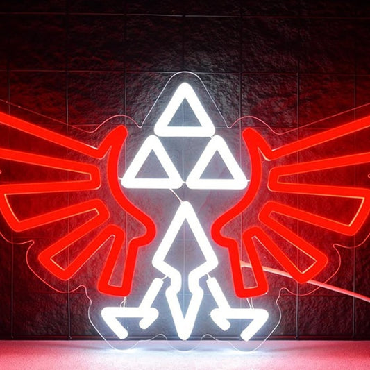 Fun Bright Red Wings Tri-Force Legend of Zelda LED Light Game Room Decor