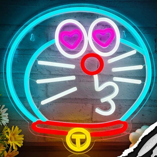 Cute Warm Heart Eye Kissy Face Doraemon LED Light Manga Wall Decor