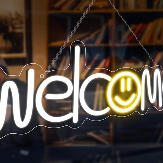 Lovely Bright Welcome Yellow Smiley Face LED Night Light Room Wall Decoration