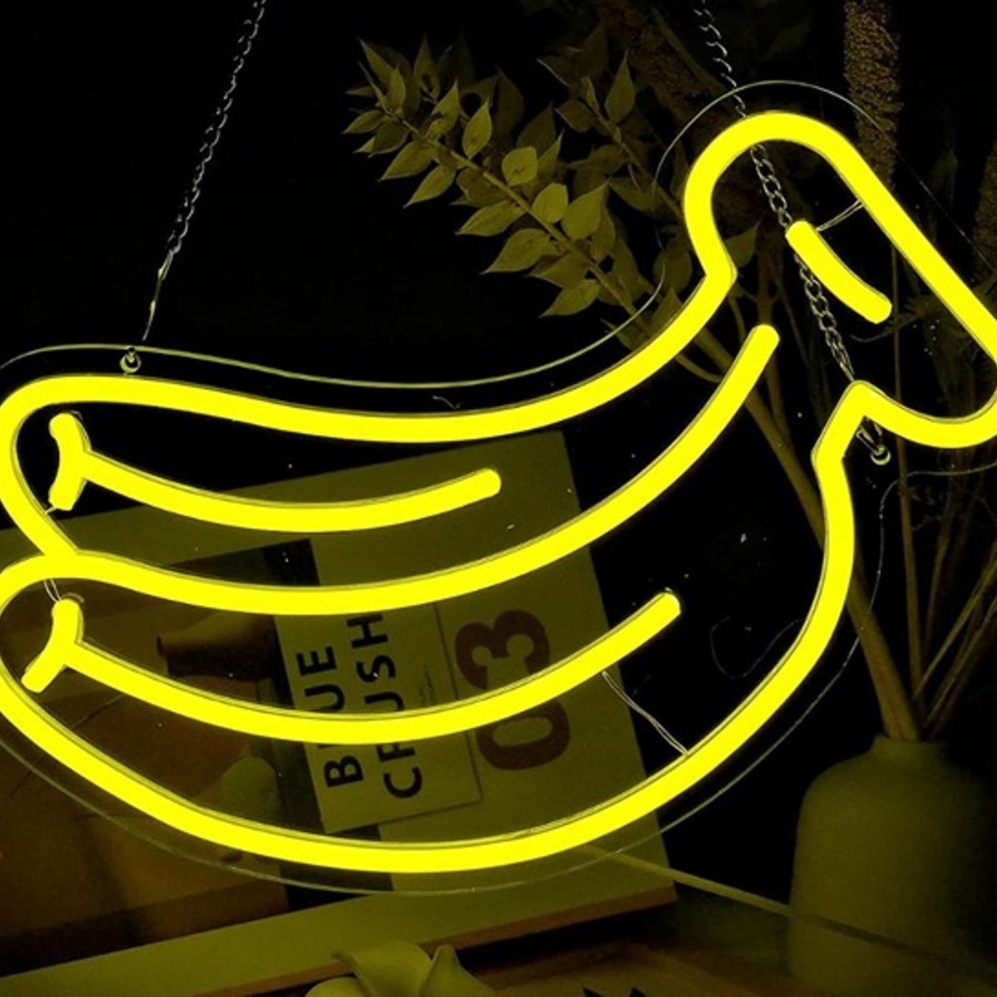Tasty Bright Yellow Pair of Bananas LED Night Light Fruit Room Wall Decoration