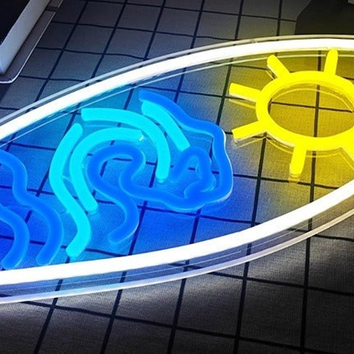 Fun Bright Ocean Wave Sun Rise Surfboard LED Night Light Room Wall Decor