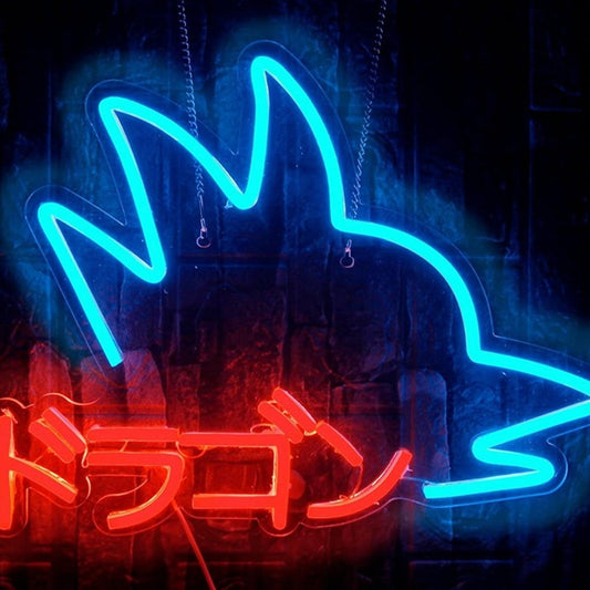 Fun Bright Red / Blue Goku LED Night Light Japanese Anime Room Wall Decoration