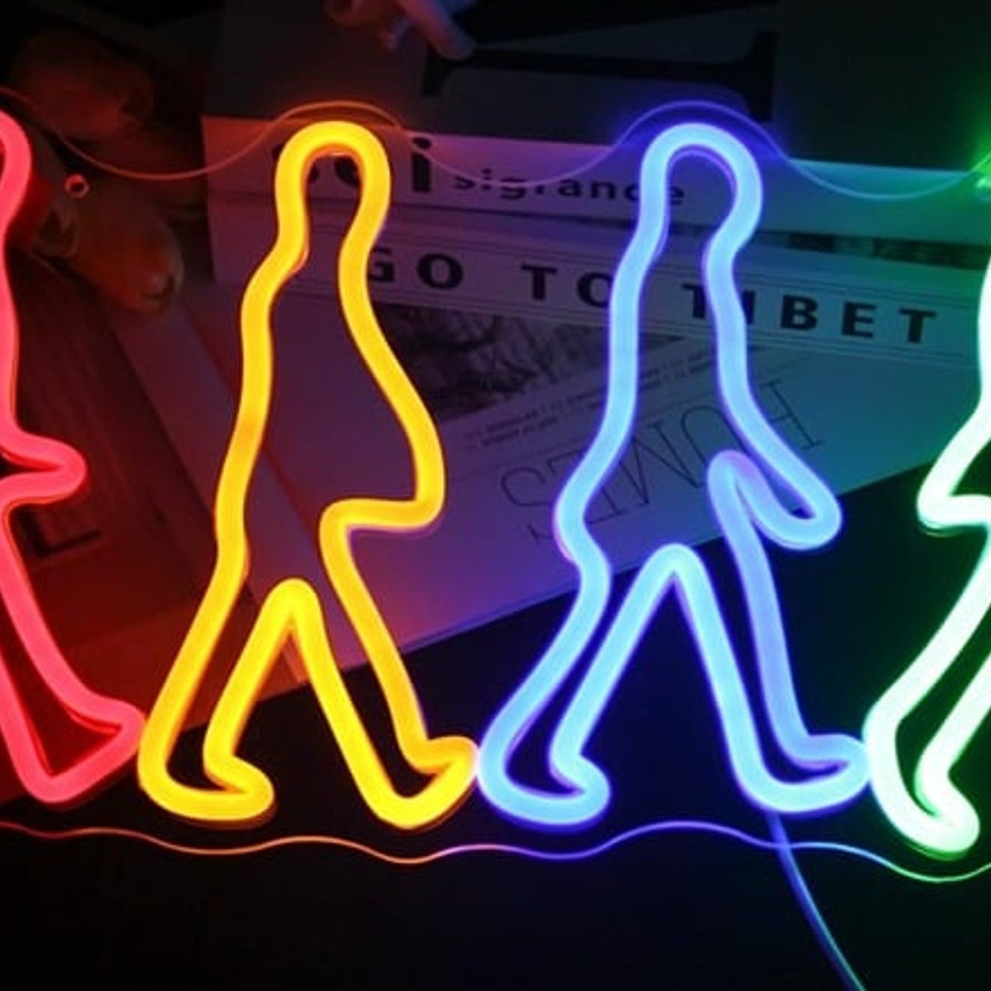 Fun Bright Colorful The Beatles English Rock Band LED Light Wall Music Decor
