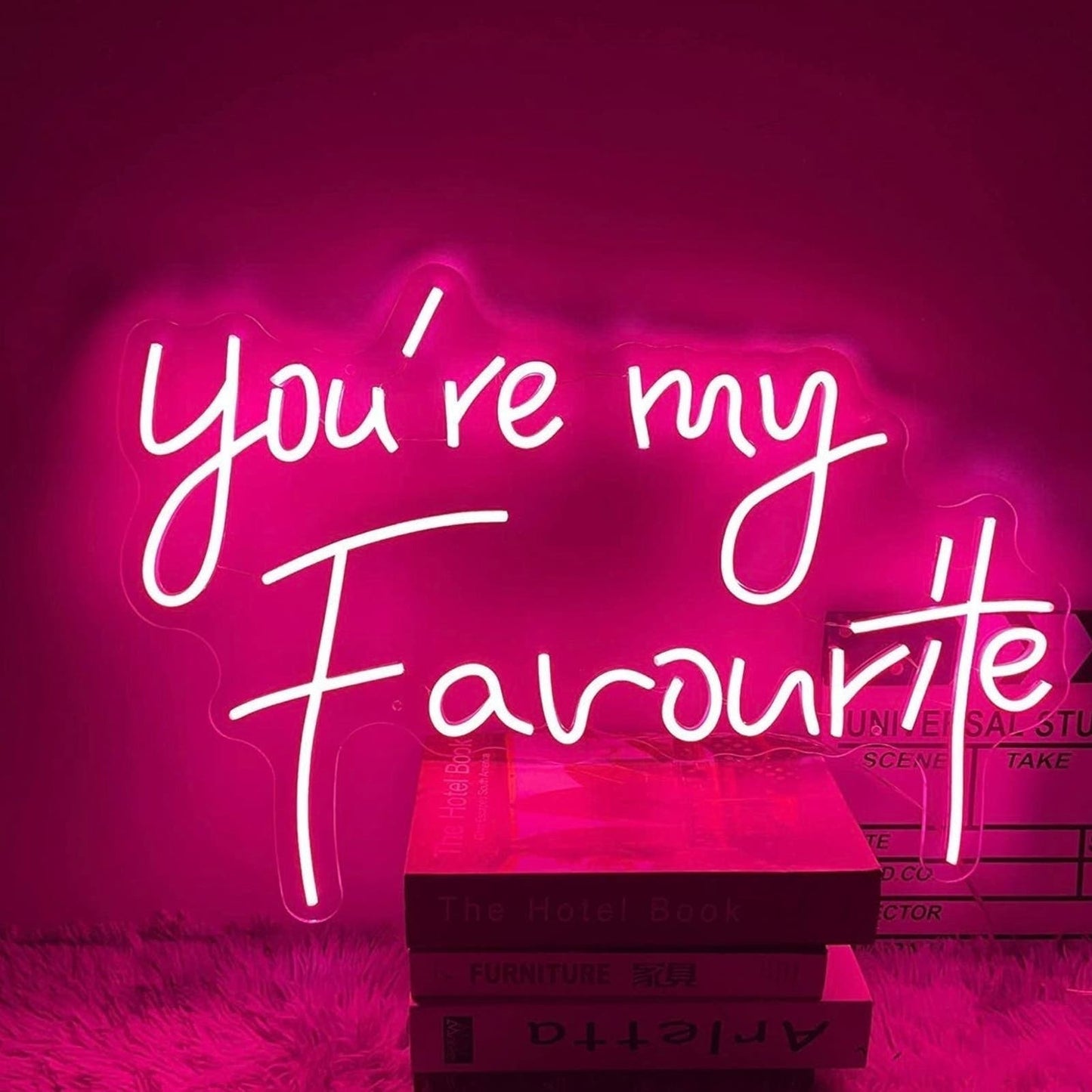 Cute Bright Pink “You’re My Favorite” LED Light Sign Wall Room Decor