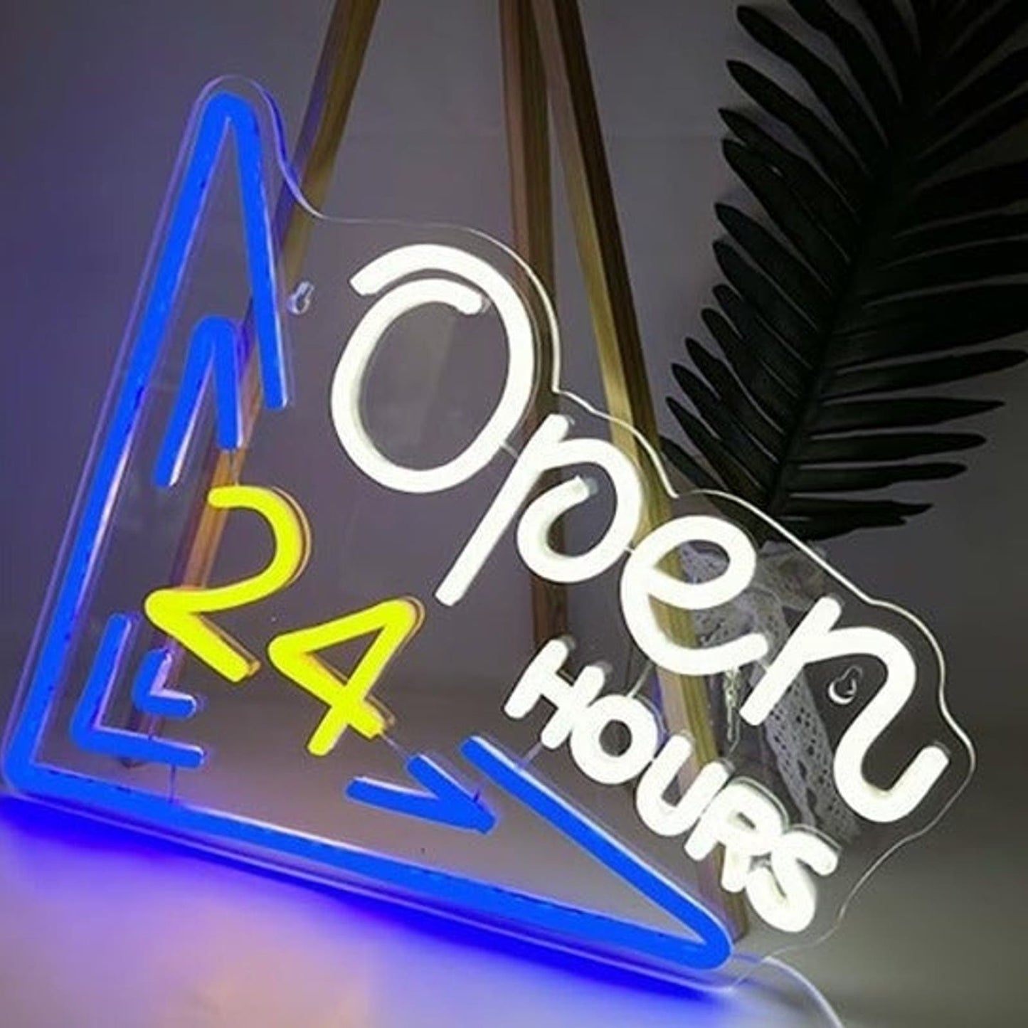Cool Fun Vivid Bright Blue Open 24 Hours LED Night Light Business Store Sign