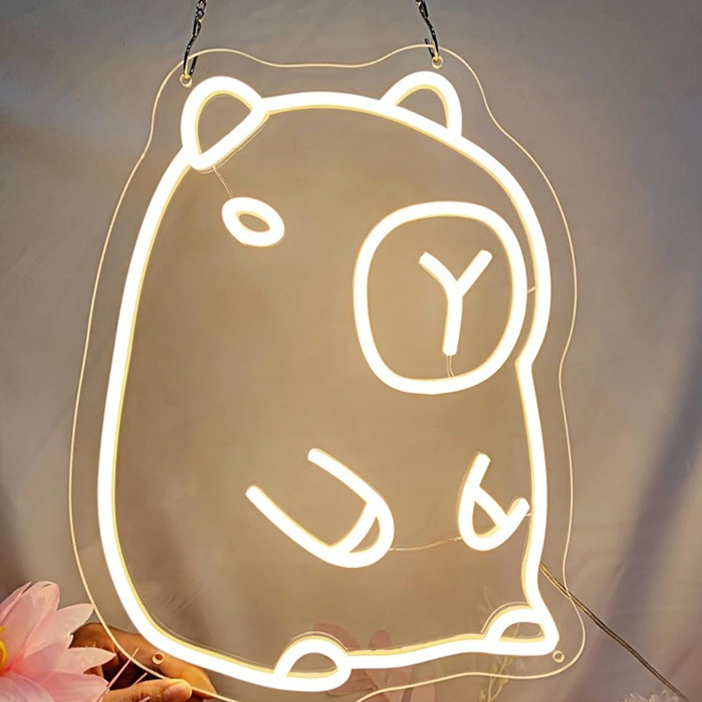 Cute Warm Bright Cute Sitting Capybara LED Night Light Room Wall Decor