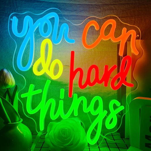 Lovely Bright Rainbow “You Can Do Hard Things” LED Night Light Room Wall Decor