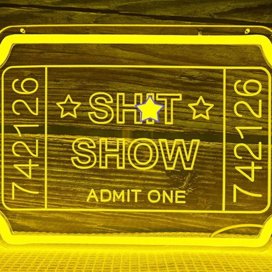 Fun Bright Yellow Show Ticket LED Night Light Room Wall Cinema Theater Decor