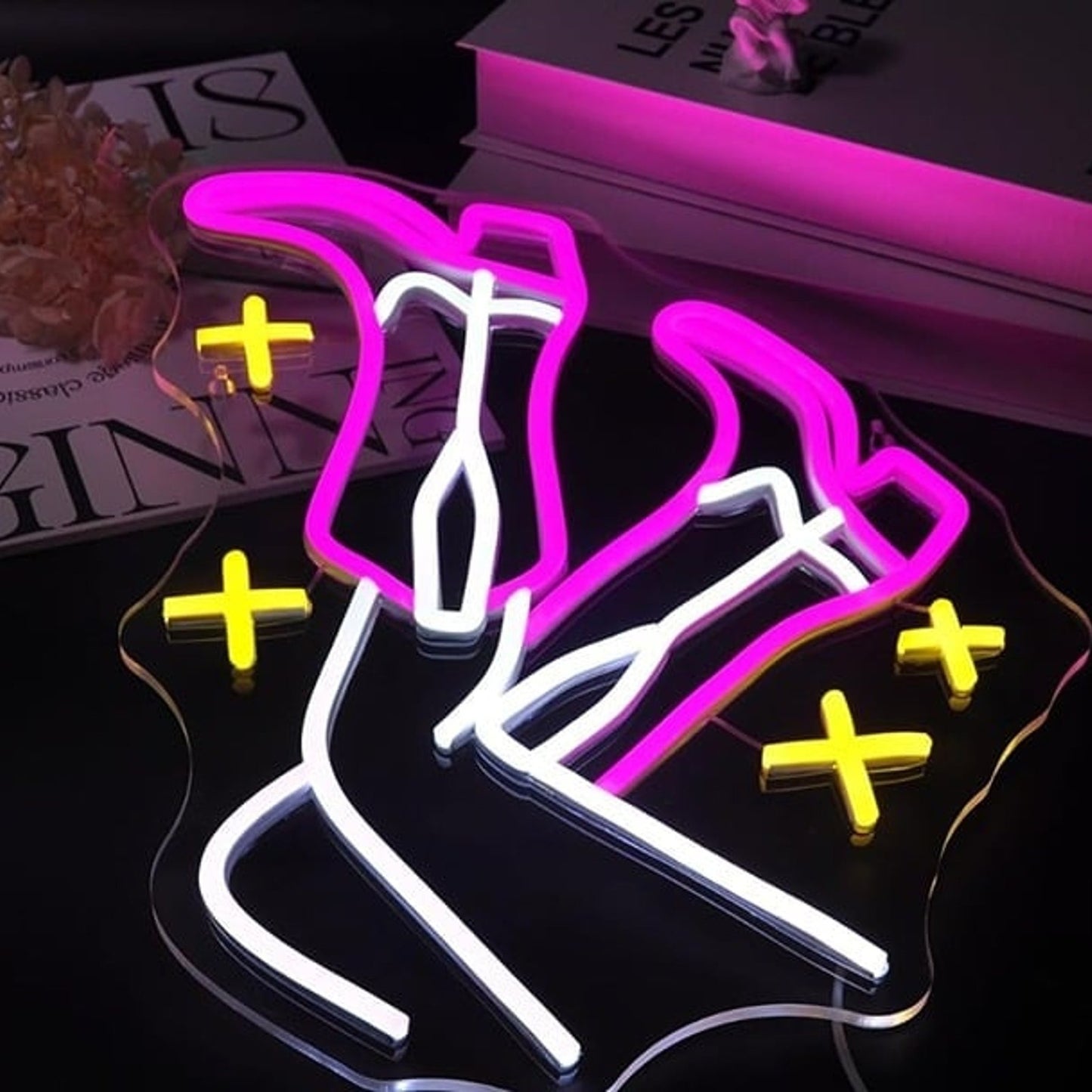 Fun Bright Cowgirl Boots and Stars LED Night Light Room Wall Decoration