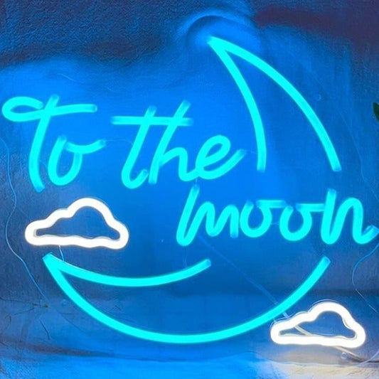 Lovely Cool Blue “To The Moon” Clouds LED Night Light Room Wall Decoration