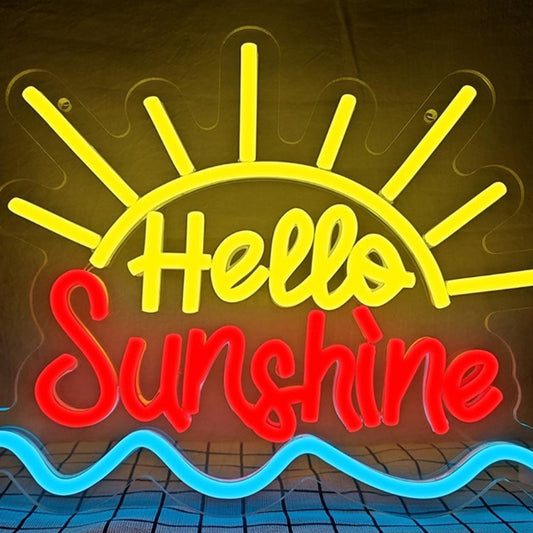 Fun Bright Colorful “Hello Sunshine” Sunrise LED Night Light Room Wall Decor