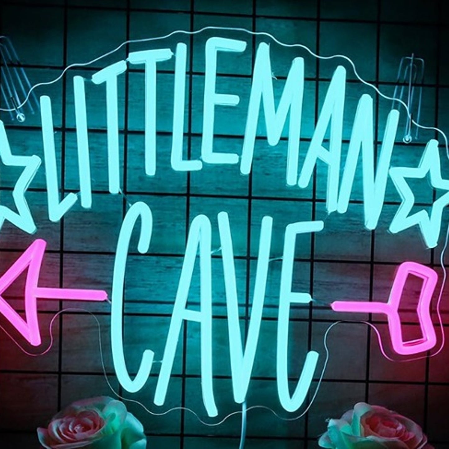 Fun Bright Blue / Pink “Little Man Cave” LED Night Light Room Wall Decoration