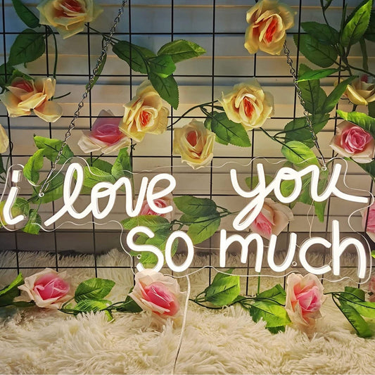 Lovely Bright Warm White “I Love You So Much” LED Night Light Room Wall Decor