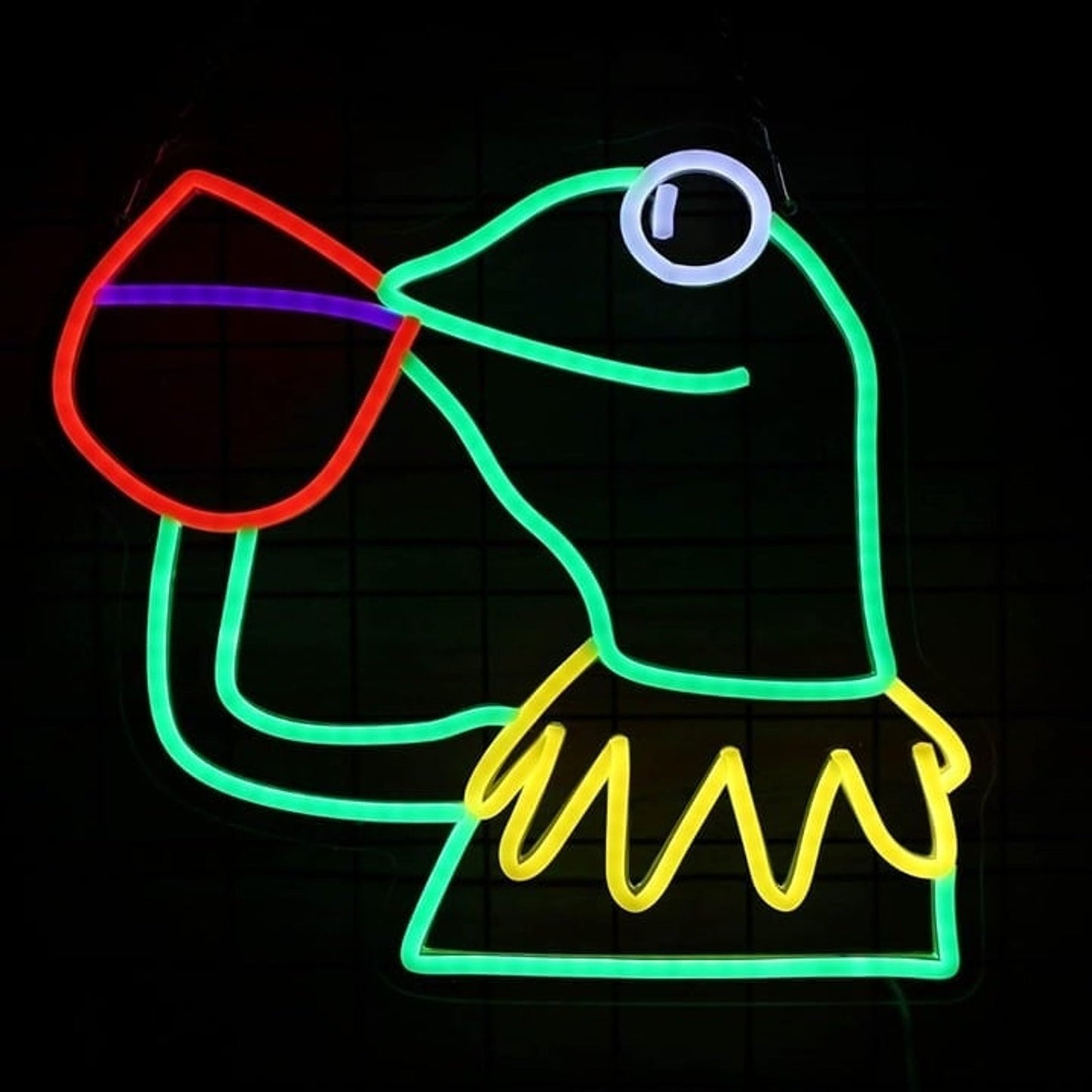 Fun Bright Green Kermit the Frog Sipping Tea Meme LED Night Light Room Decor