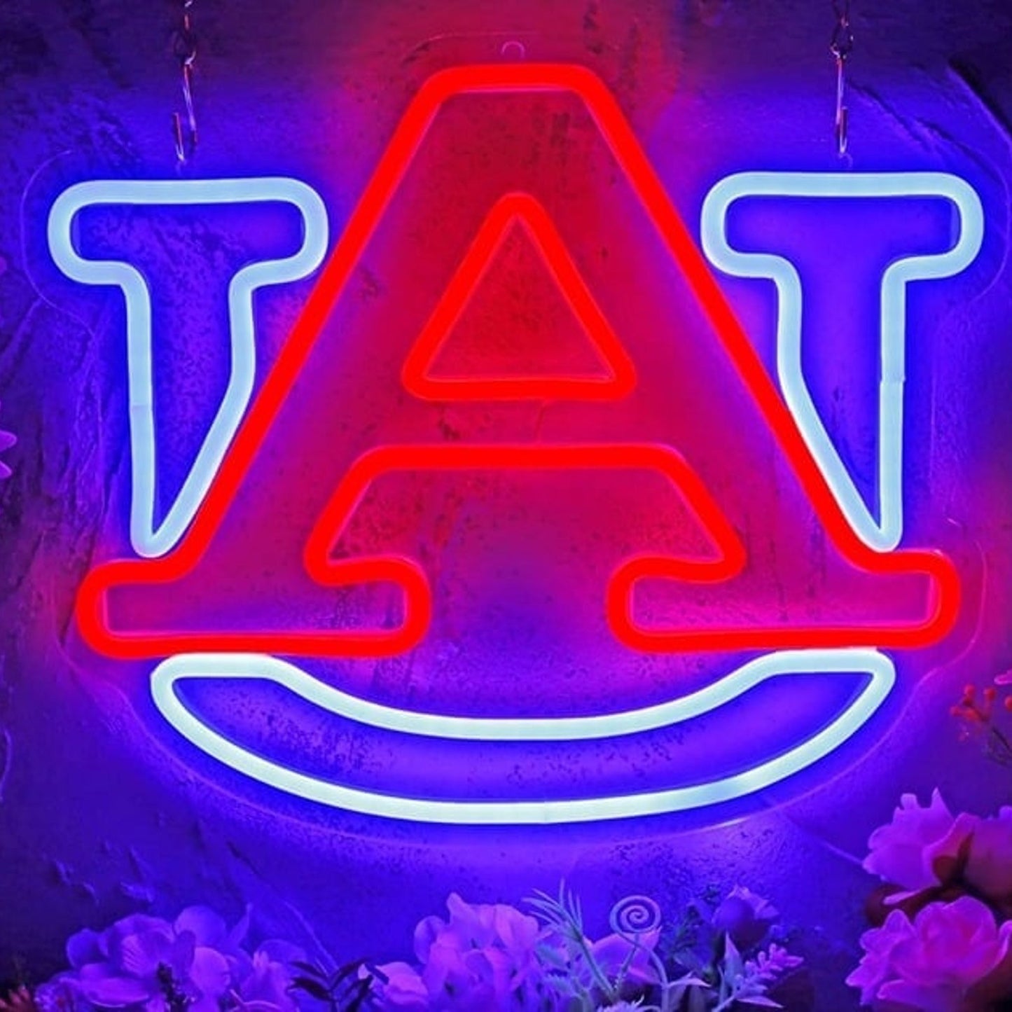 Vivid Bright Blue/Red UA University of Auburn Tigers LED Night Light Wall Decor