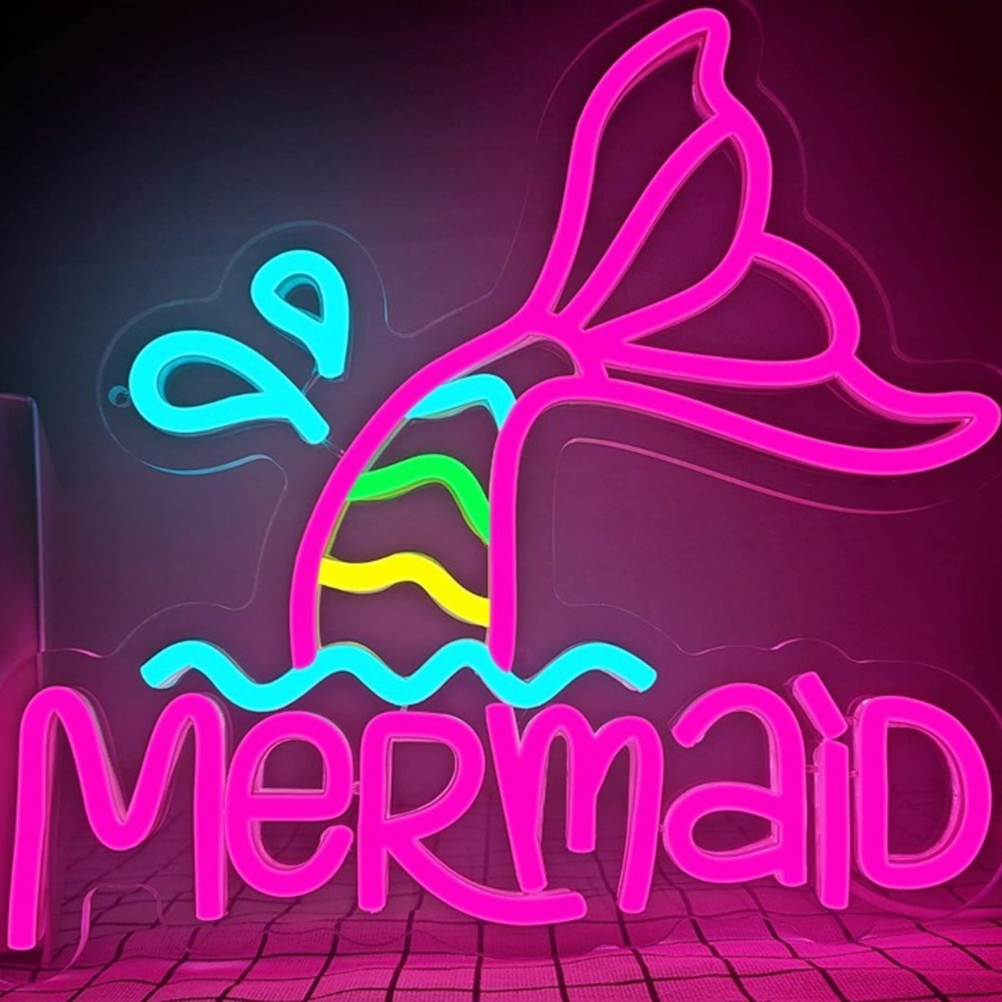 Fun Bright Pink “Mermaid” Fish Scale Tail LED Night Light Room Wall Decoration
