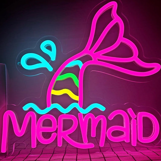 Fun Bright Pink “Mermaid” Fish Scale Tail LED Night Light Room Wall Decoration