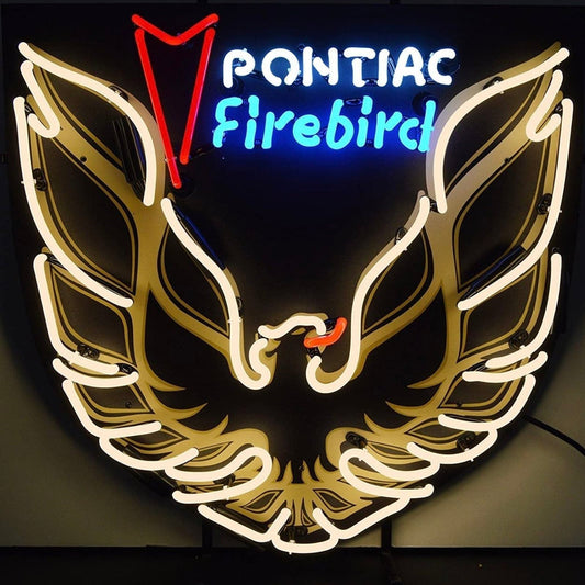 Large Gold Pontiac Firebird Real Glass Neon Light Sign Wall Decoration