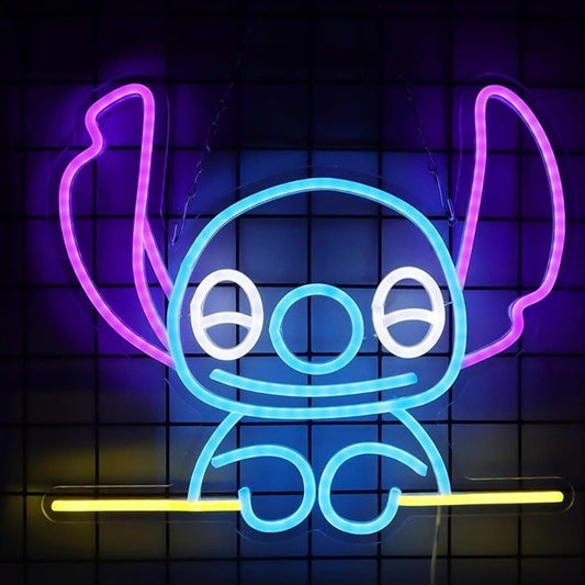 Lovely Bright Blue Fun Lilo & Stitch LED Night Light Disney Wall Decor