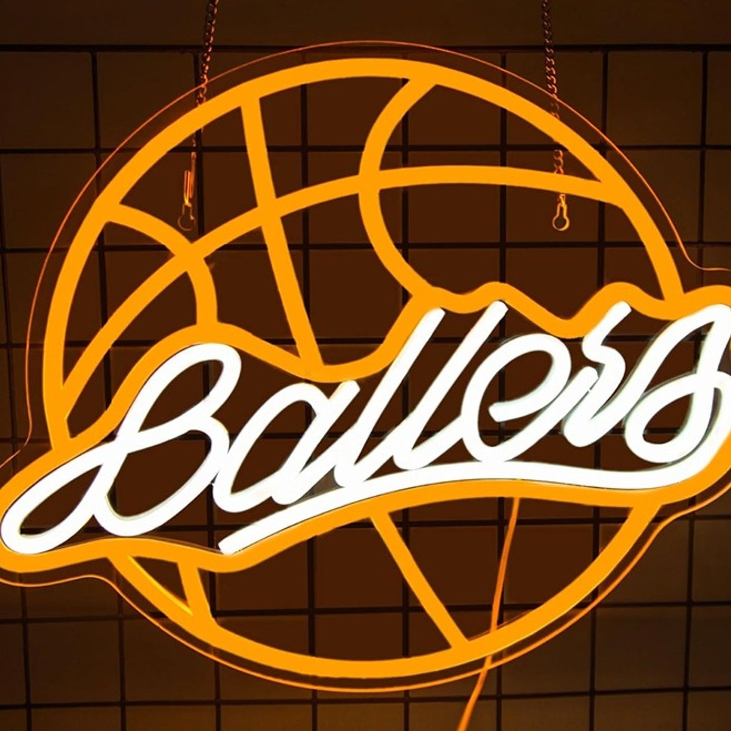 Vivid Bright Orange Basketball “Ballers” Night Light NBA Sport Room Wall Decor