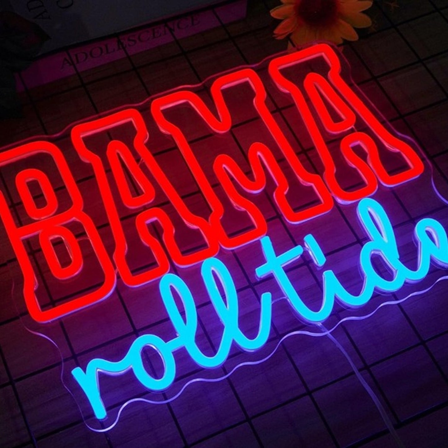 Bright Red / Blue “Bama: Roll Tide” LED Light Alabama Football Sport Wall Decor