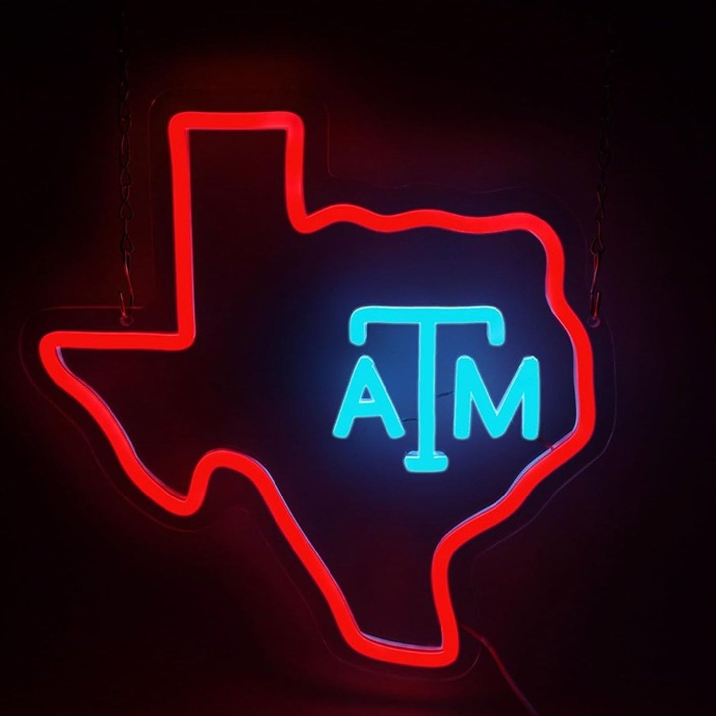 Vivid Bright Red / Blue Texas A & M LED Night Light Room Wall Decor