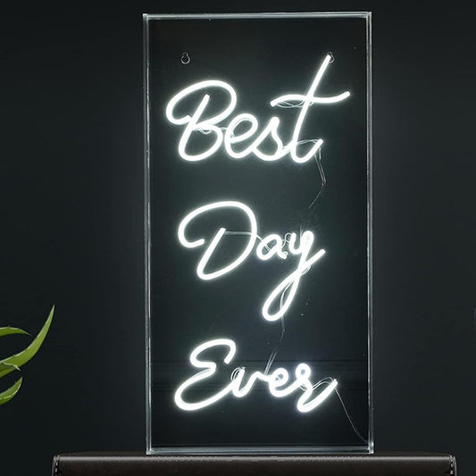 Lovely Large Bright White “Best Day Ever” LED Night Light Box Room Wall Decor