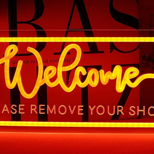 Vivid Bright “Welcome Please Remove Your Shoes” LED Night Light Room Wall Decor