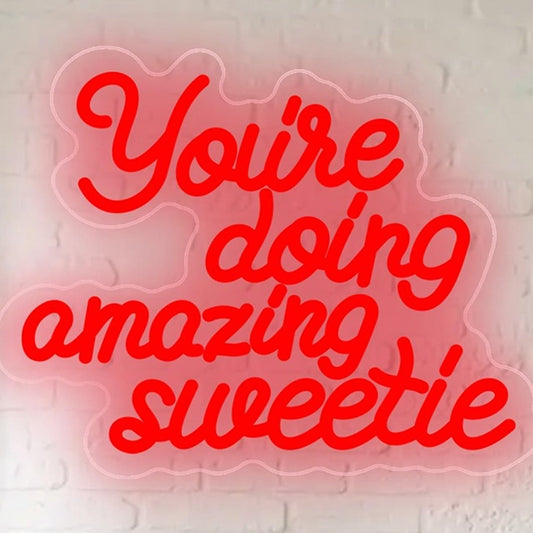 Lovely Bright Red “You’re Doing Amazing Sweetie” LED Night Light Wall Decor